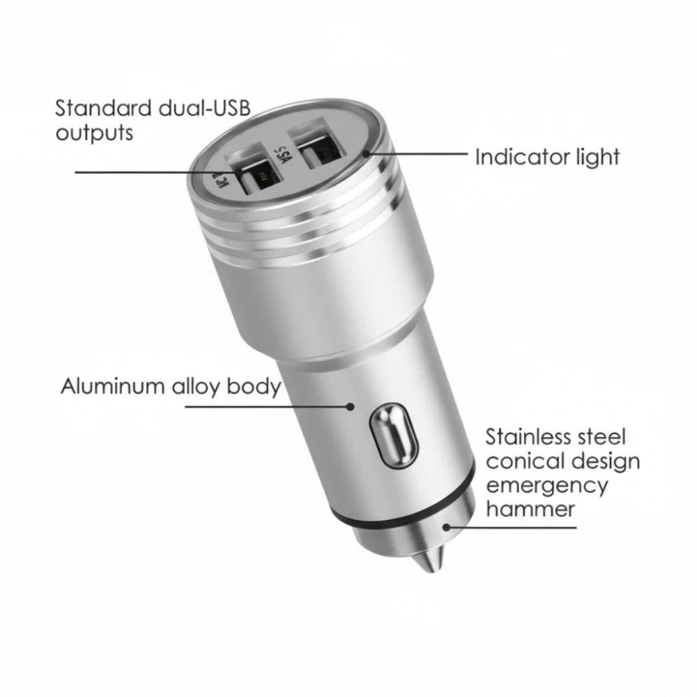 Bullet USB Car Charger Adapter with Dual Port, simple dual USB charger for vehicles in Pakistan