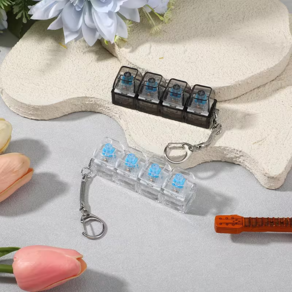 Mechanical keyboard keychain with key ring attachment