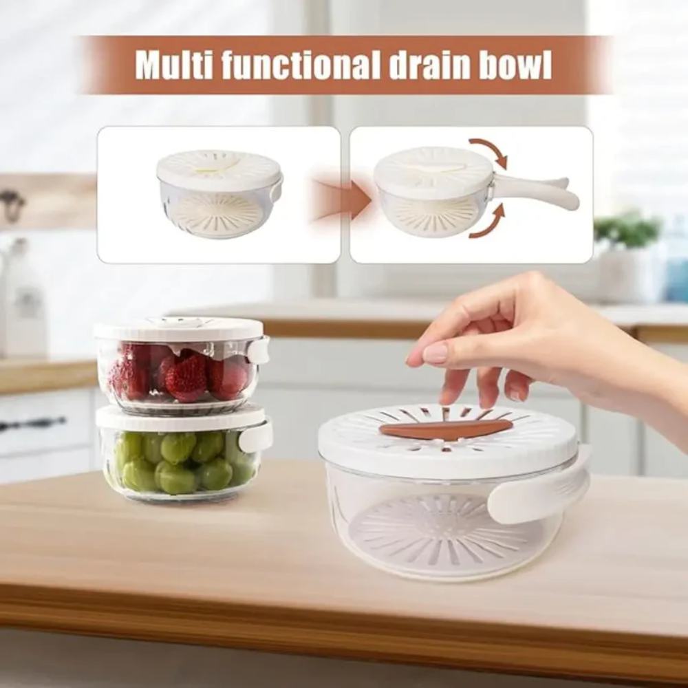 2-in-1 Drainer & Strainer Bowl with Lid, compact bowl for washing and draining in Pakistan