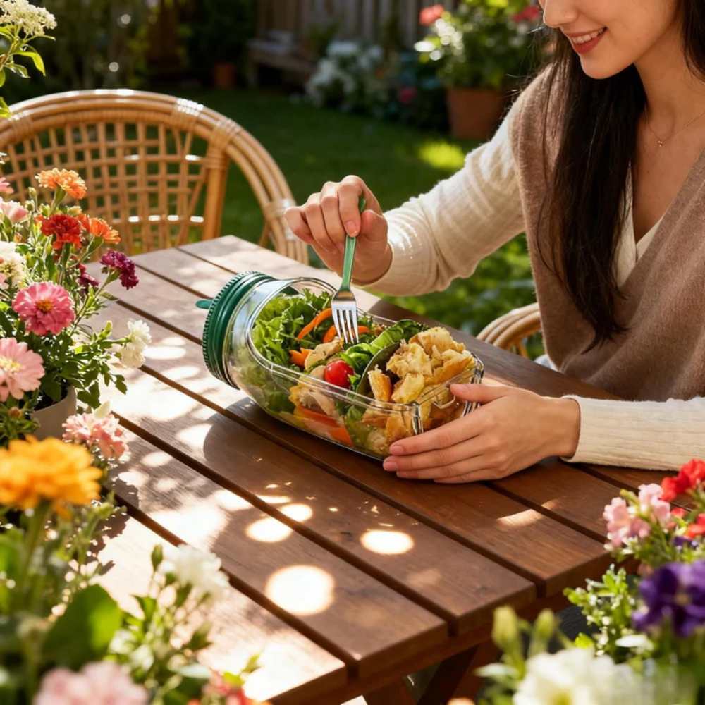 Leakproof Salad Jar with Dressing Cup, leakproof durable meal container with lid for healthy food in Pakistan