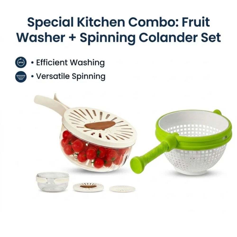 Fruit Washer + Spinning Colander Set, kitchen tool for washing and draining fruits in Pakistan