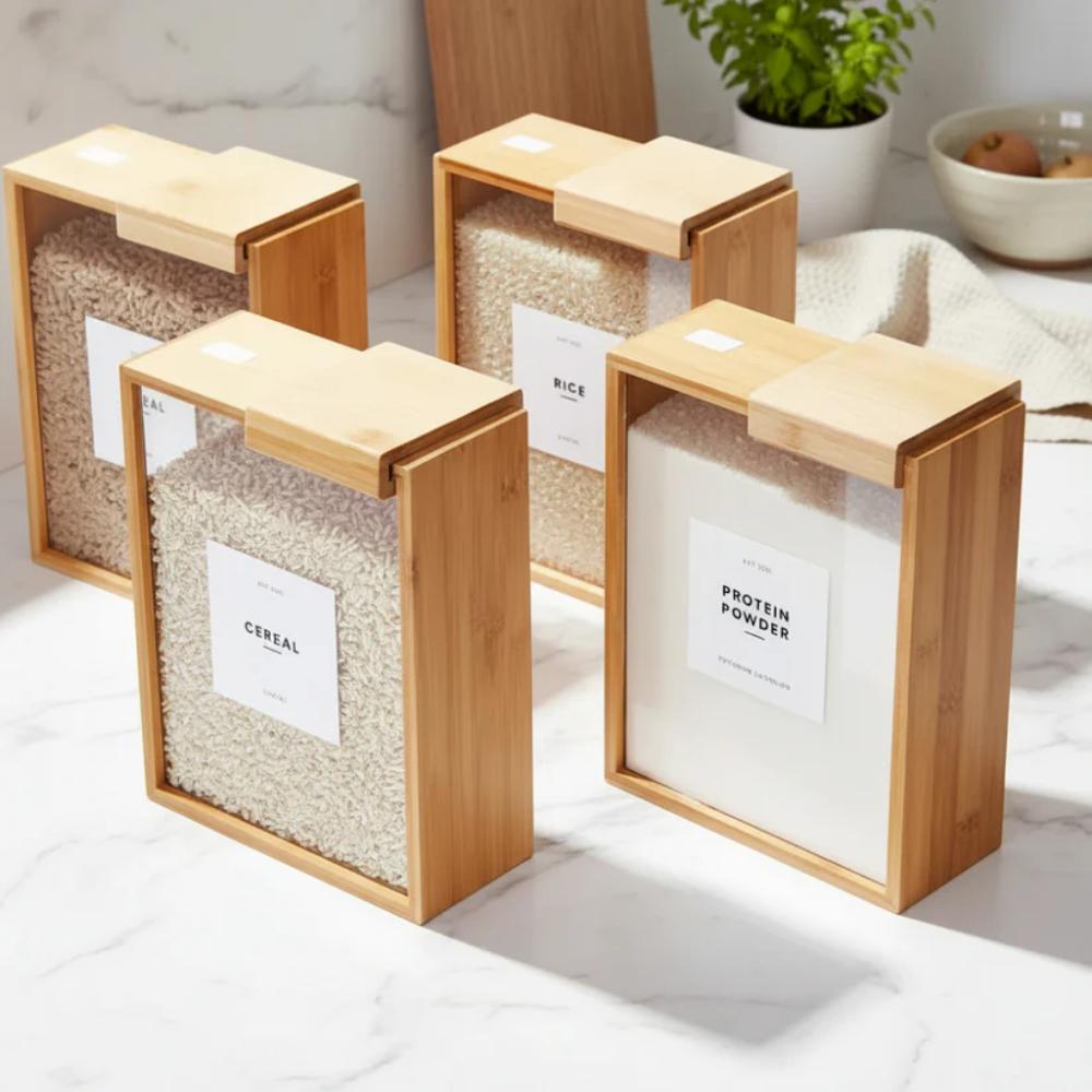 Wooden Grain Storage Box, easy to use container for daily kitchen storage in Pakistan
