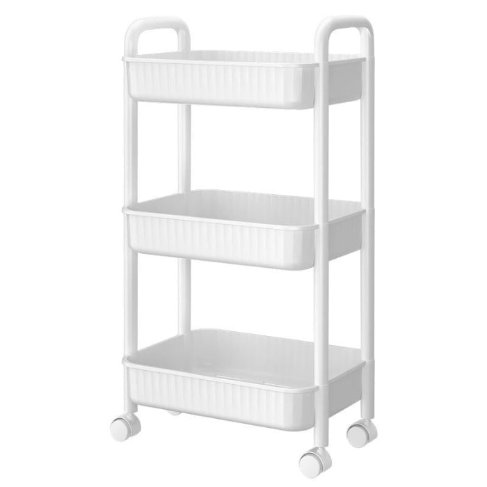 3-Tier Rolling Utility Cart with Wheels & Handle-White