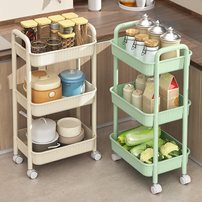 3-Tier Rolling Utility Cart with Wheels & Handle-White