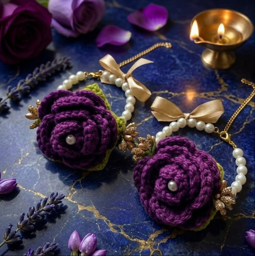 Dark purple crochet gajra for wrist and hair styling