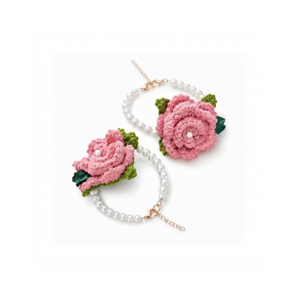 Handmade Crochet Gajry - Pink Rose