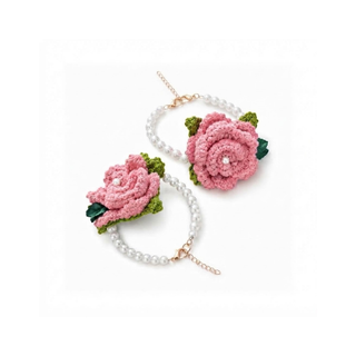 Handmade Crochet Gajry - Pink Rose