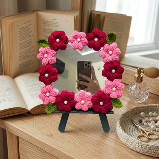 Handmade Crochet Flower Vanity Mirror Home Decoration for vanity table and room decoration, Pakistan