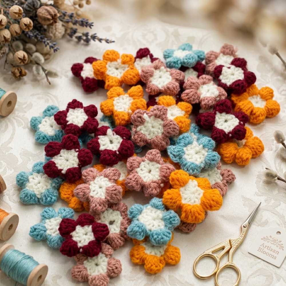 Handmade Crochet Flowers for Mirror Decor DIY, simple crochet flowers for home DIY crafts in Pakistan