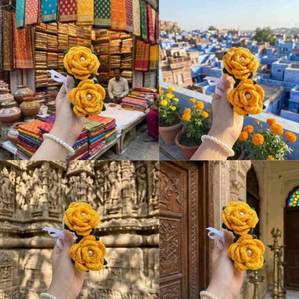 Yellow Crochet Gajry for Girls, stylish handmade wrist accessory for young girls and womens in Pakistan