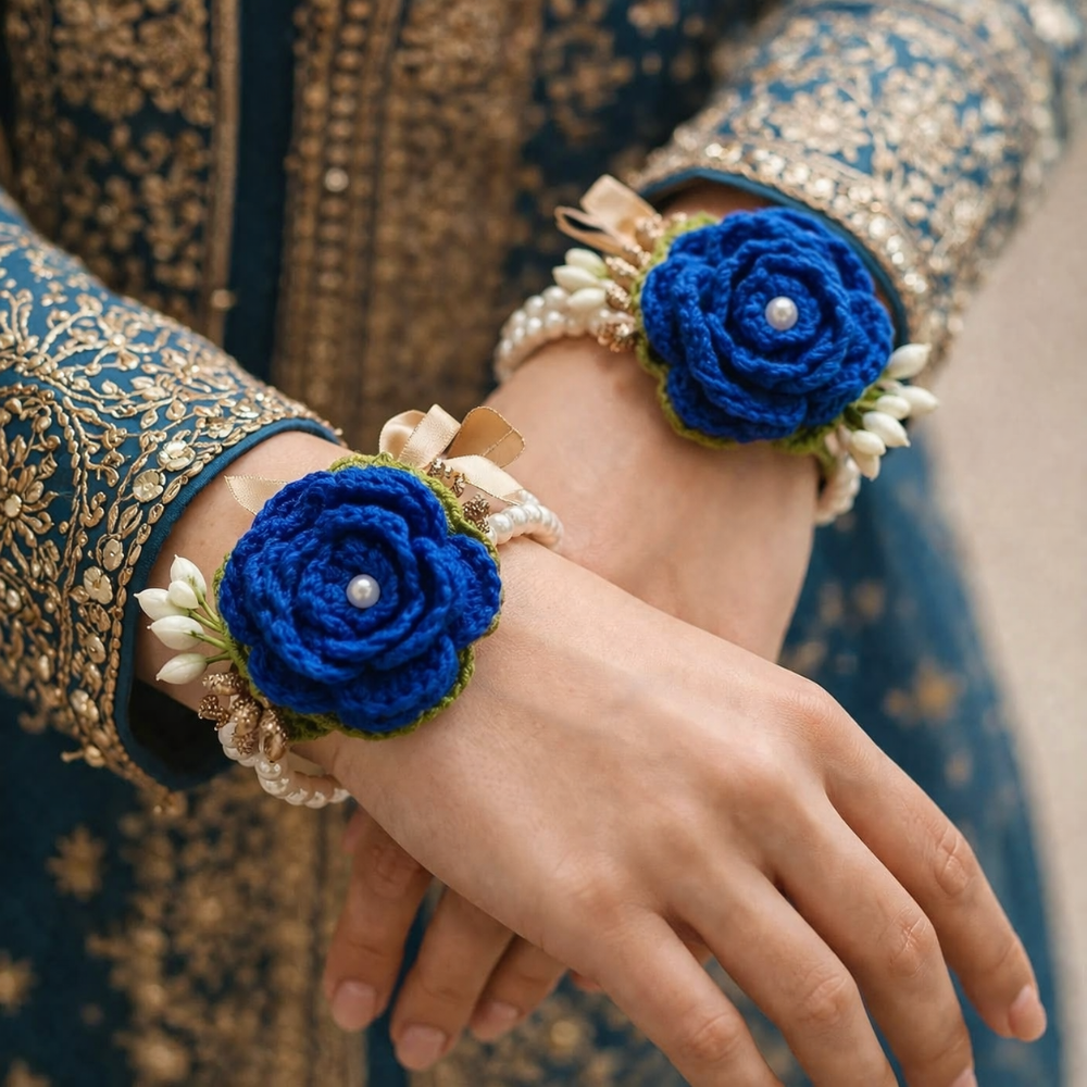 Beautiful handmade crochet gajra blue for girls