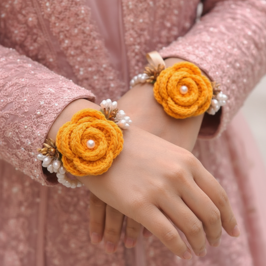 Beautiful handmade crochet gajra orange for girls