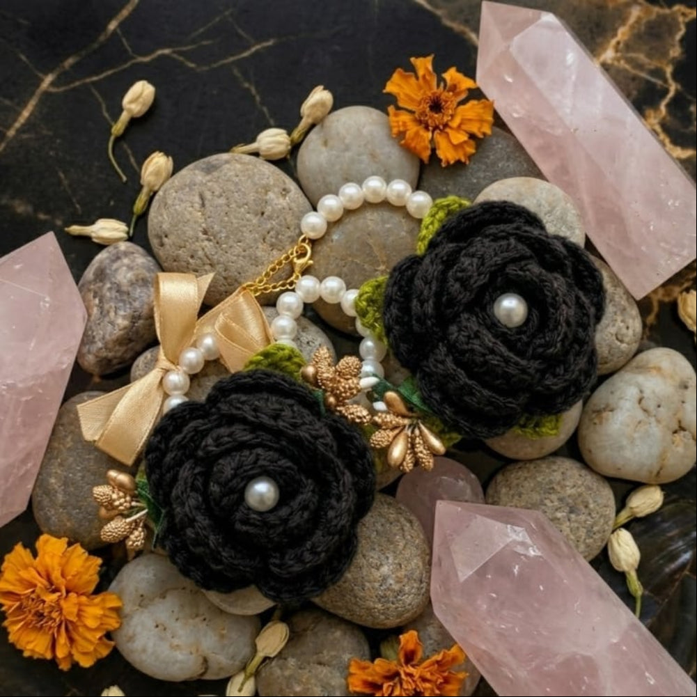 Black crochet gajra for wrist and hair styling