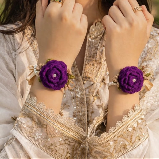 Beautiful handmade crochet gajra dark purple for girls