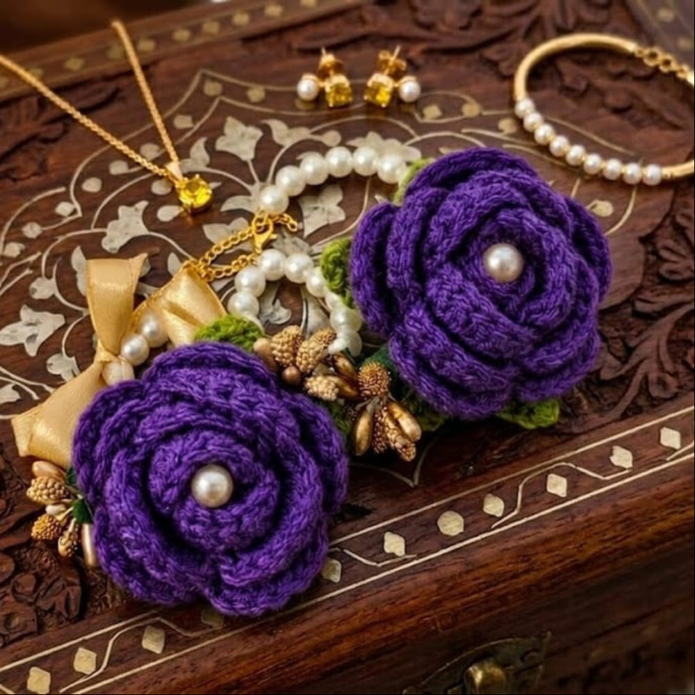 Desi handmade crochet gajra dark purple traditional wear