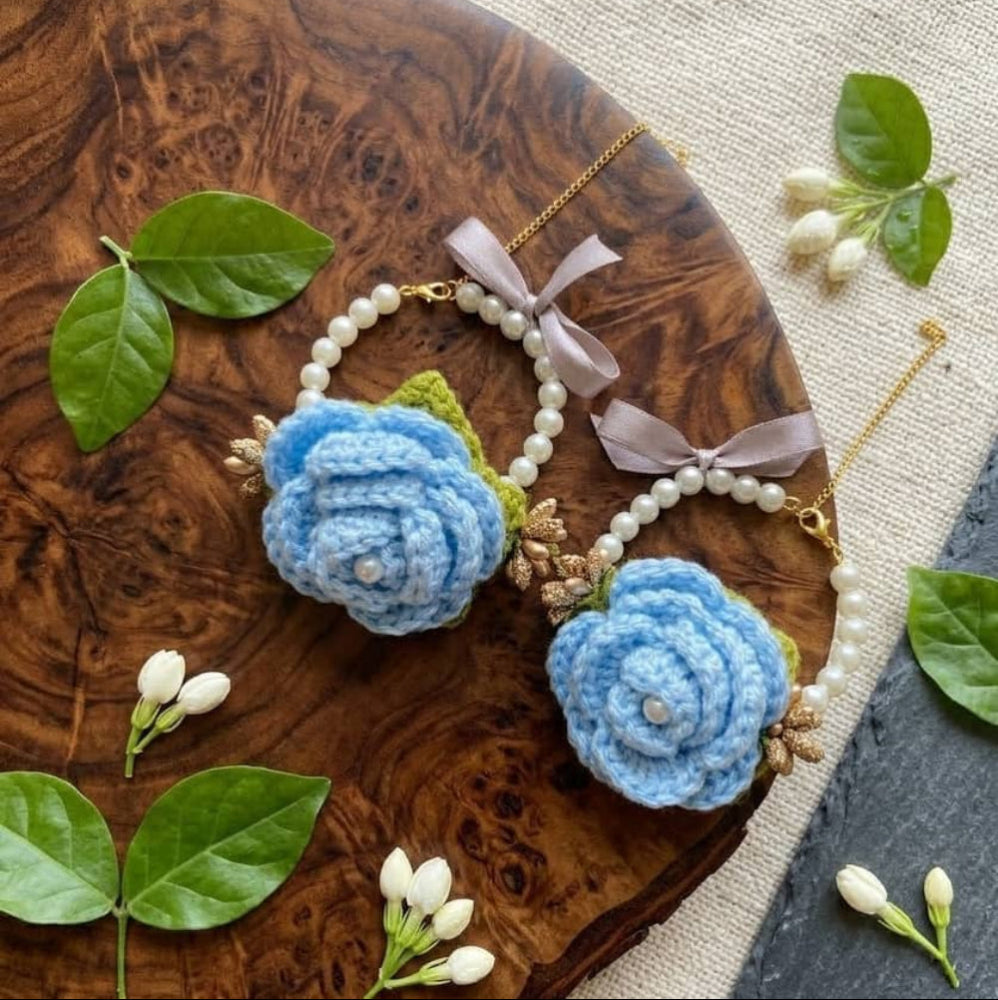 Beautiful handmade crochet gajra light blue for girls