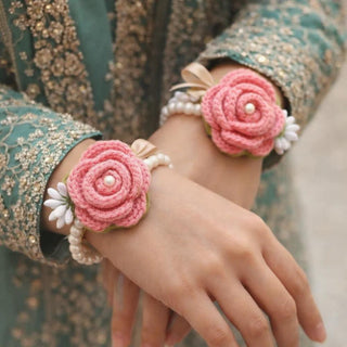 Pink Crochet Gajry for Girls, lightweight wrist gajra for daily and event wear in Pakistan