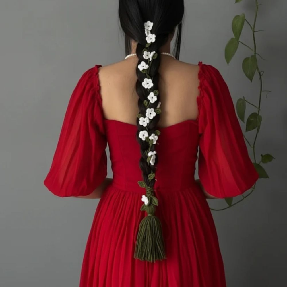 Crochet Paranda for Girl's Hairs, handmade hair accessory for braids and traditional wear in Pakistan