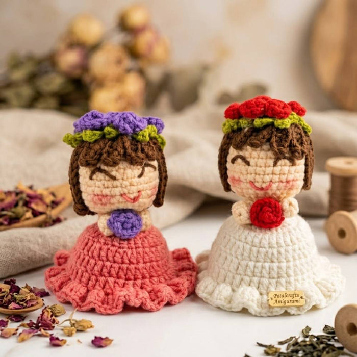 Crochet Reversible Doll Flower Bouquet, handmade crochet doll to flower bouquet gift for decor in Pakistan