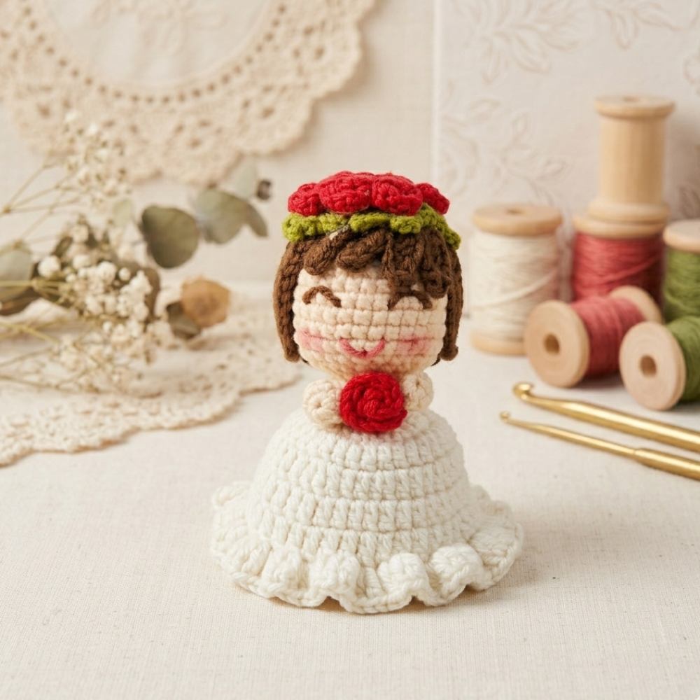 Crochet Reversible Doll Flower Bouquet, beautiful and creative doll that changes into flower bouquet for gifting in Pakistan