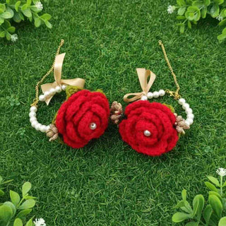Red Crochet Gajry for Girls, stylish handmade wrist accessory for young girls and womens in Pakistan