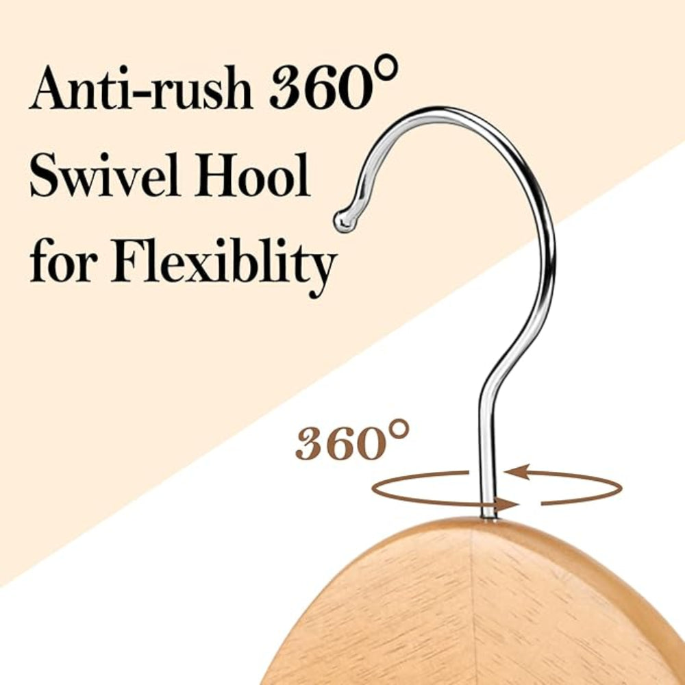 Heavy duty wooden clothes hanger with strong metal hook