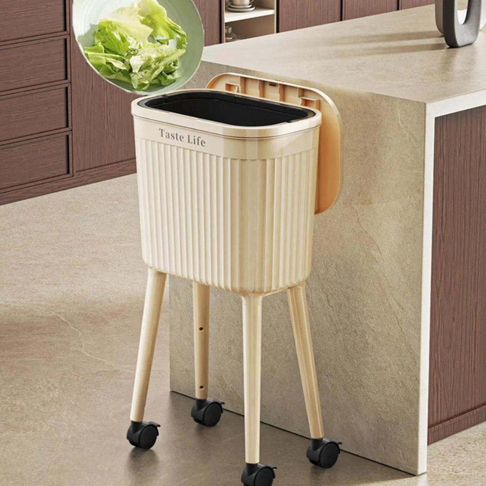 High Legged Trash Can with Lid & Wheels, useful high quality waste bin with wheels and lid for home in Pakistan