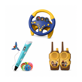 Kids Bundle: 3D Pen + Steering Wheel Toy + Walkie Talkie Set
