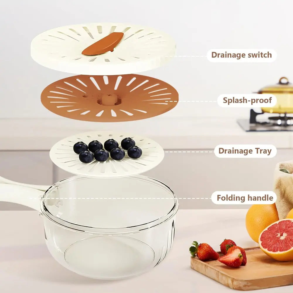 Kitchen counter drainer bowl for daily food preparation