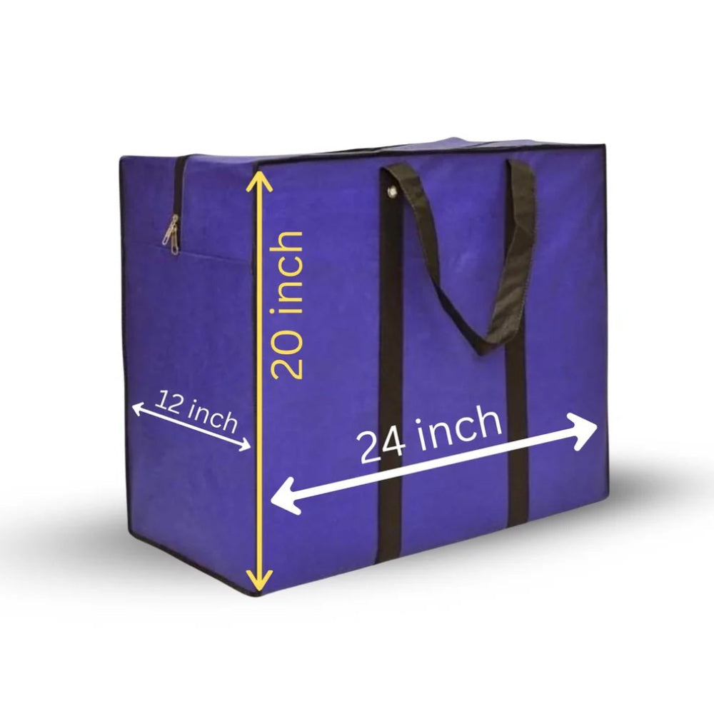 Medium storage organizer for blankets, quilts, clothes, and bedding with space-saving design and large capacity.