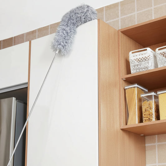 Long handle microfiber duster for high reach cleaning
