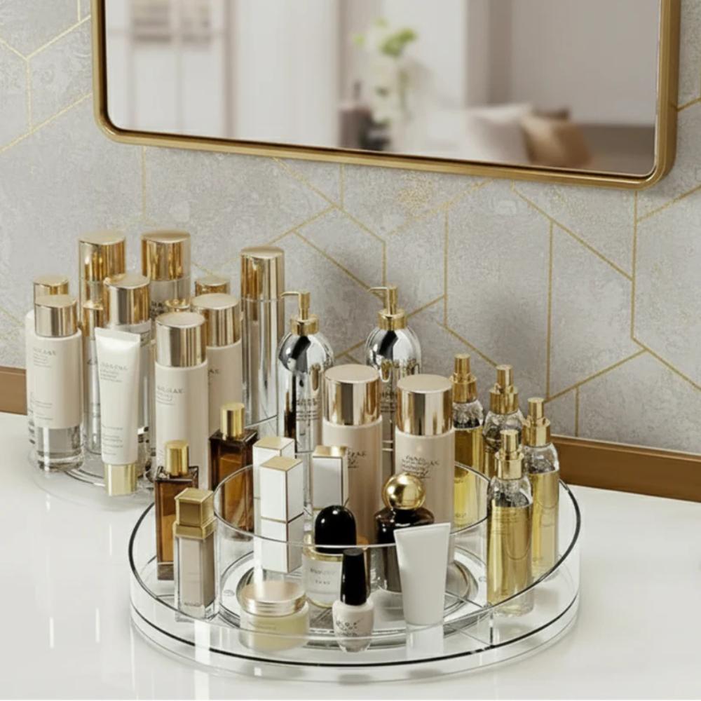 360° Rotating Makeup Organizer, rotating stand for skincare and makeup items in Pakistan