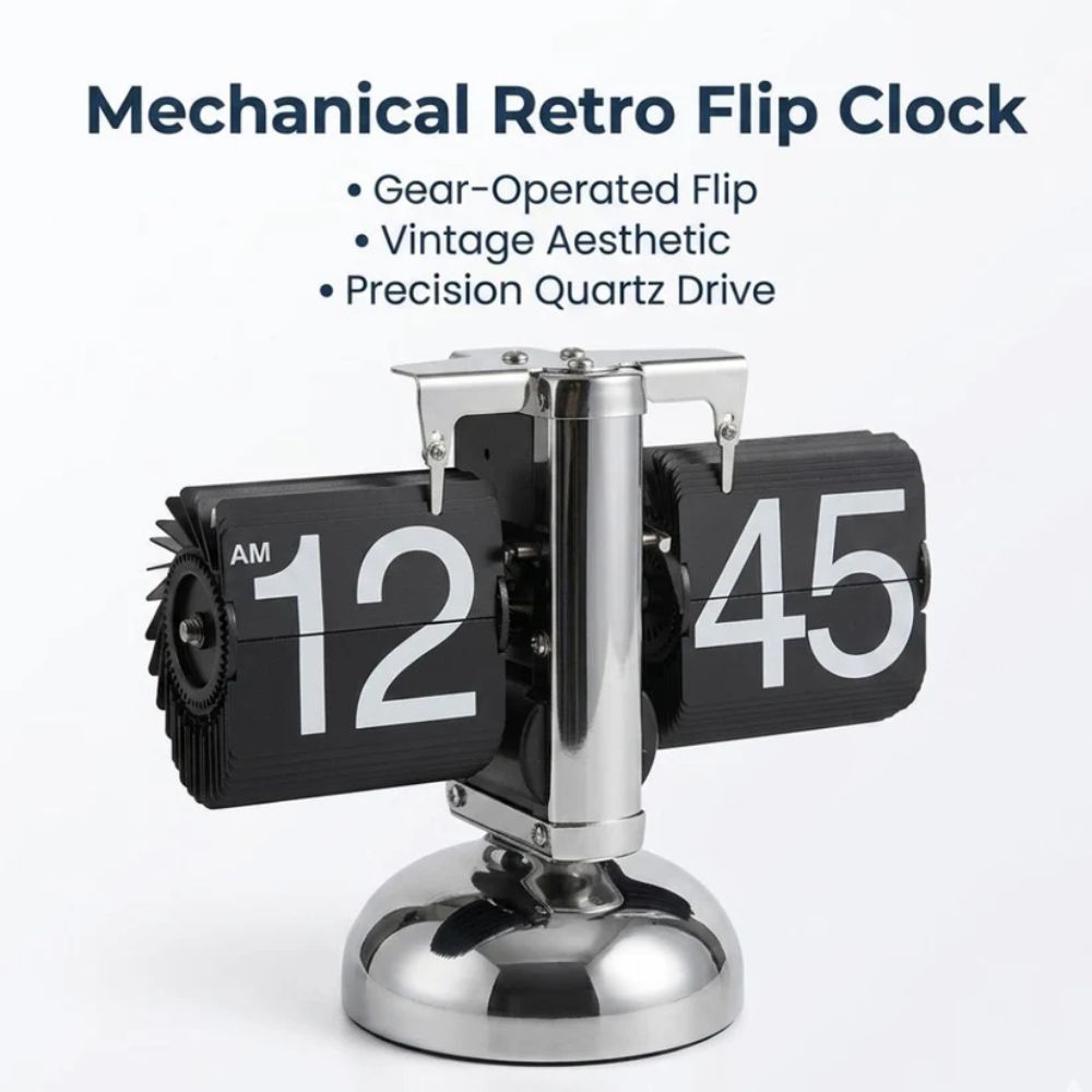 Mechanical Retro Auto Flip Clock, classic desk clock with flip time display for home in Pakistan