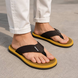 Lightweight men's flip flops with a cushioned footbed, durable outsole, and comfortable strap for regular daily use.