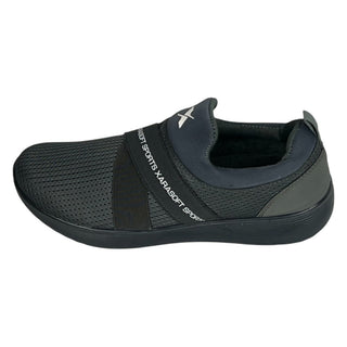 Men's everyday mesh walking shoes in grey with cushioned comfort, slip-on style, and durable lightweight sole.