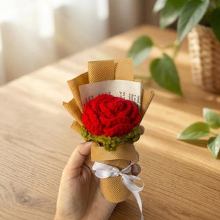 Mini Crochet Red Rose Bouquet, handmade red rose for gifting and display in Pakistan