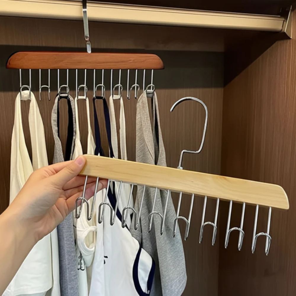 Wooden Multi Hook Hanger, durable wooden wall rack for organized home storage in Pakistan