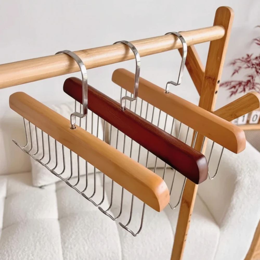 Wooden Multi Hook Hanger, space saving design for hanging coats, bags, and accessories in Pakistan