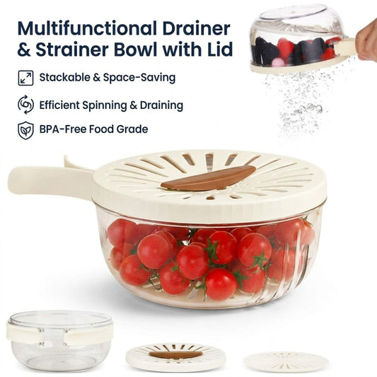 2-in-1 Multifunctional Drainer & Strainer Bowl with Lid