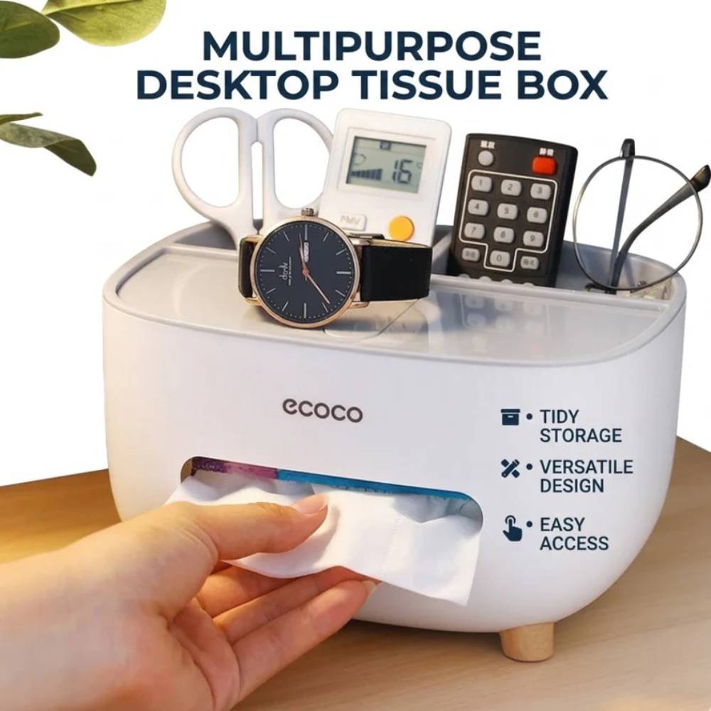 Multipurpose Desktop Tissue Box Organizer, neat storage for tissues and small items for home in Pakistan