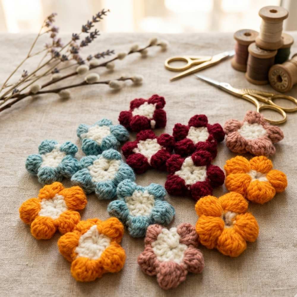 Handmade Crochet Flowers for Mirror Decor DIY, soft handmade flowers for mirror design in Pakistan