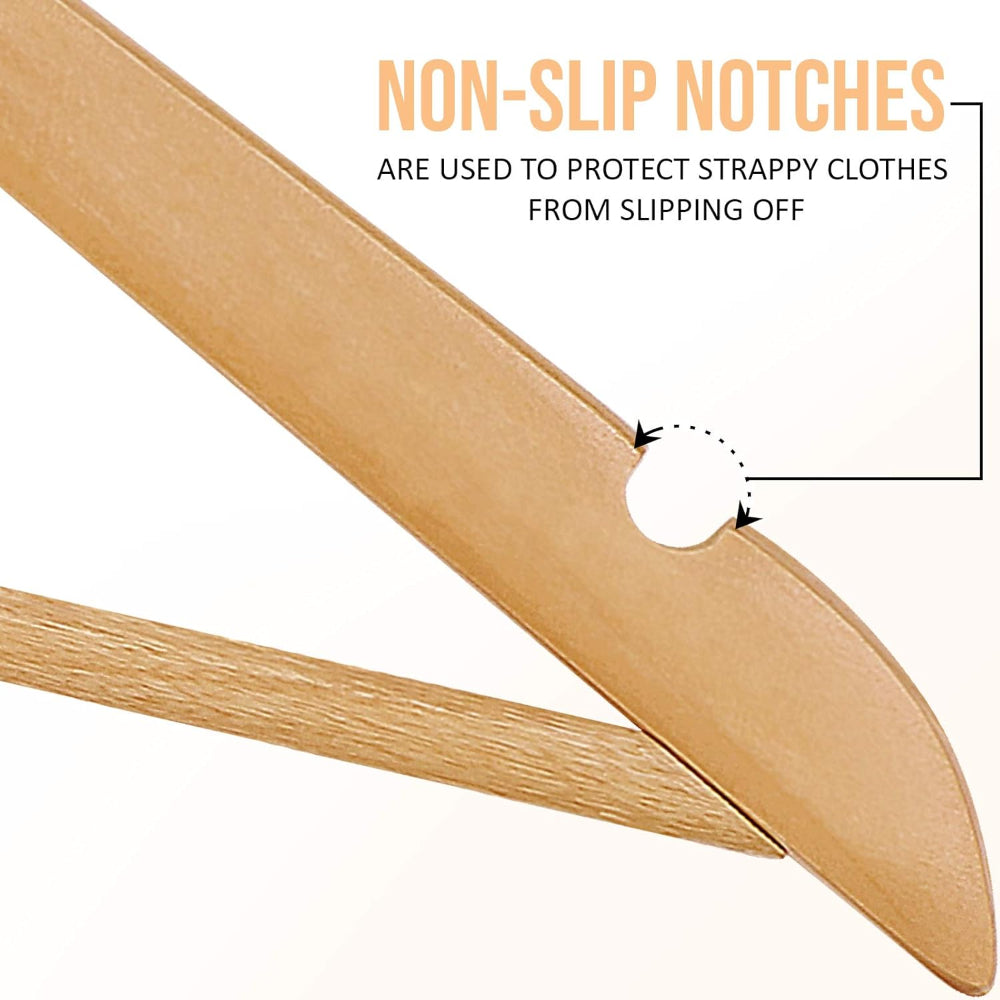 Natural wood clothes hangers with smooth polished finish