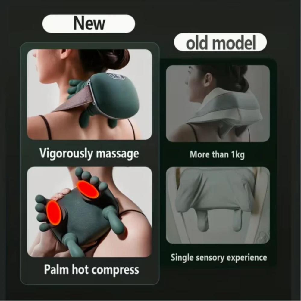 Rechargeable Neck & Back Massager with Heat Finger Nodes, practical massager for home and travel in Pakistan
