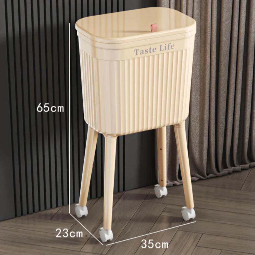 High Legged Trash Can with Lid & Wheels, raised bin for clean and easy use in Pakistan