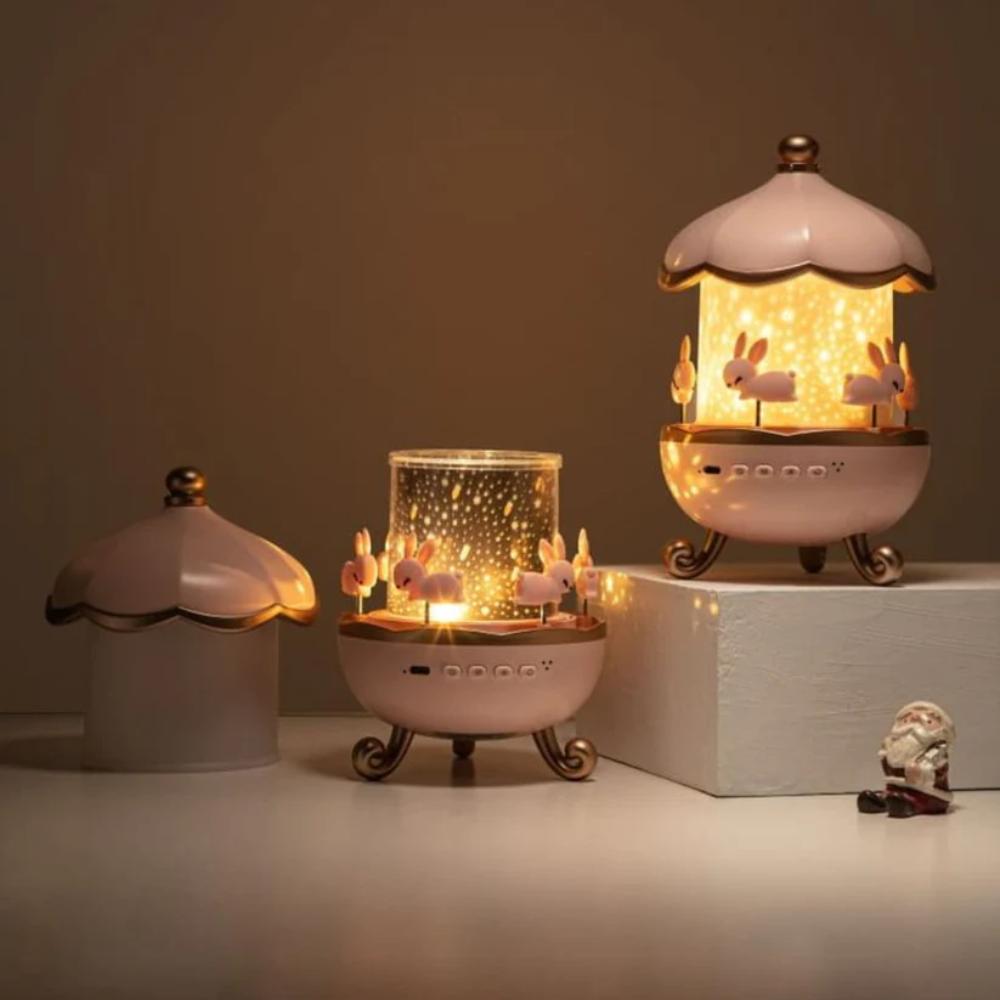 Rabbit Carousel Night Light Projector Lamp for Kids, soft glow lamp for baby and kids sleep in Pakistan