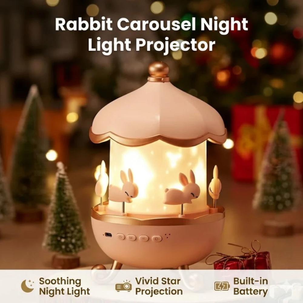 Rabbit Carousel Night Light Projector Lamp for Kids, soft light lamp for kids room in Pakistan