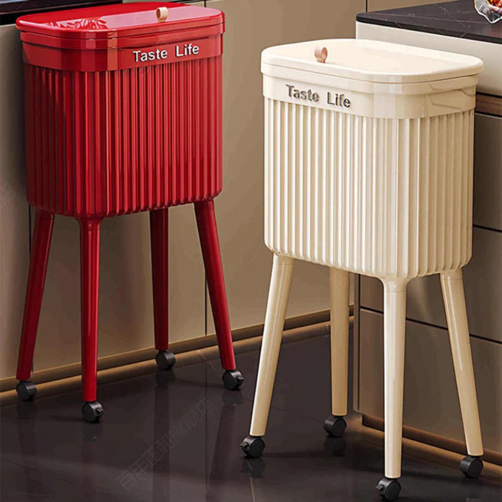 High Legged Trash Can with Lid & Wheels, useful waste bin with wheels for home in Pakistan