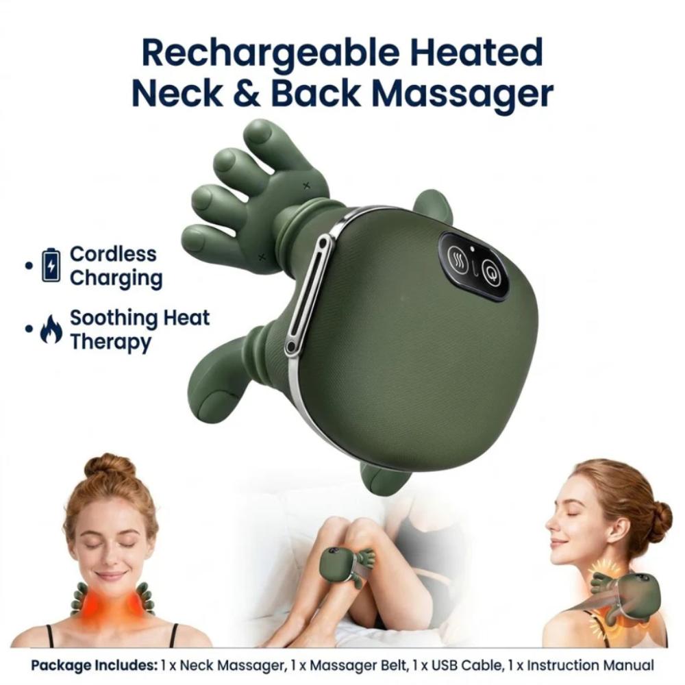 Rechargeable Neck & Back Massager with Heat Finger Nodes, massage device for pain relief in Pakistan