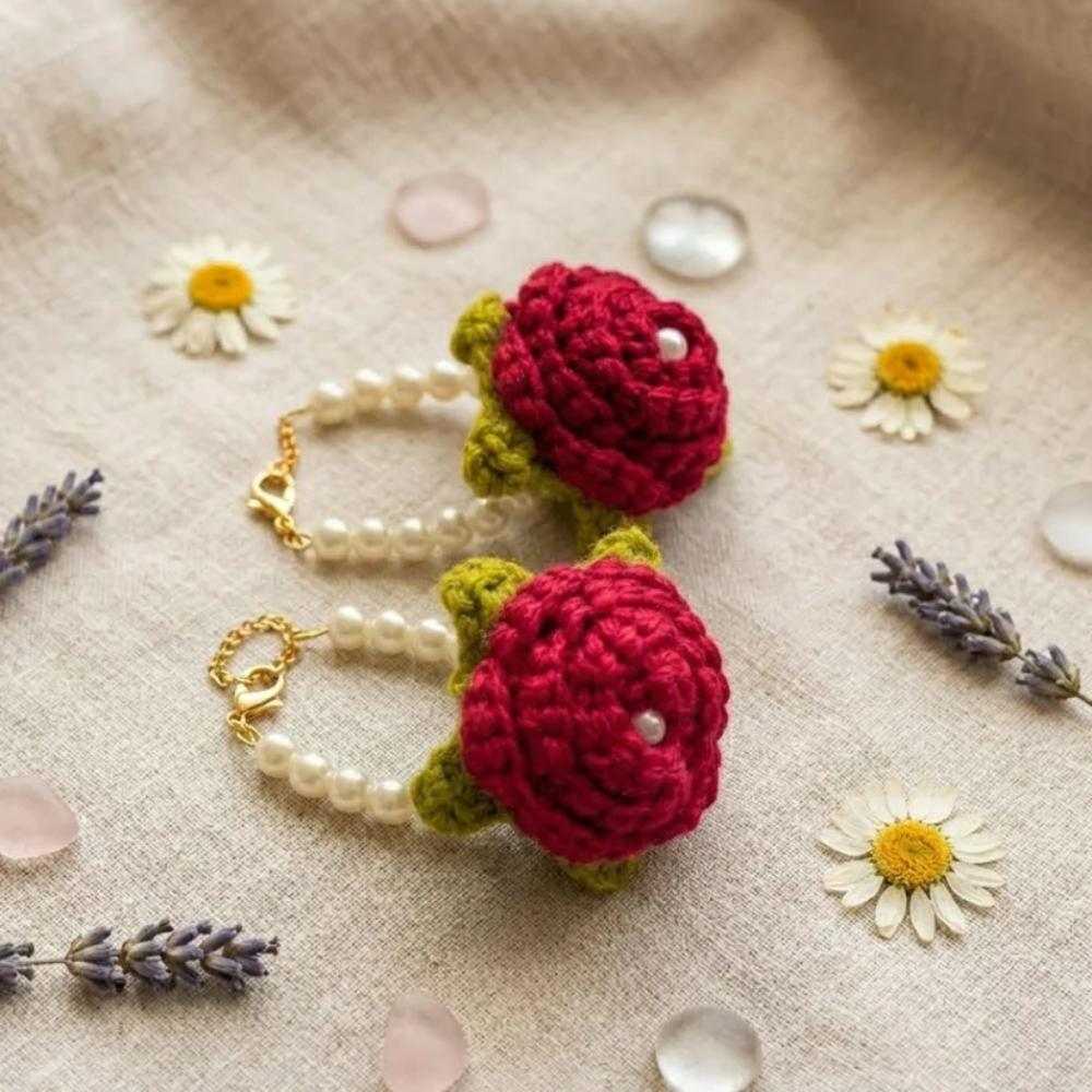 Crochet red baby gajry, soft crochet baby gajra for weddings and functions in Pakistan