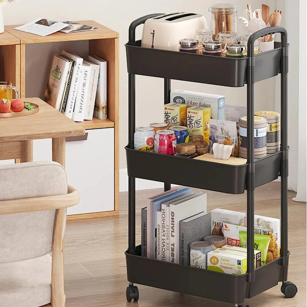 Rolling storage cart with smooth wheels for easy movement